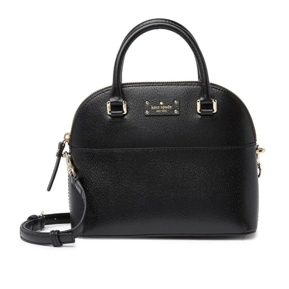 KATE SPADE CARLI LEATHER CROSSBODY MEDIUM‎ SATCHEL BLACK BAG